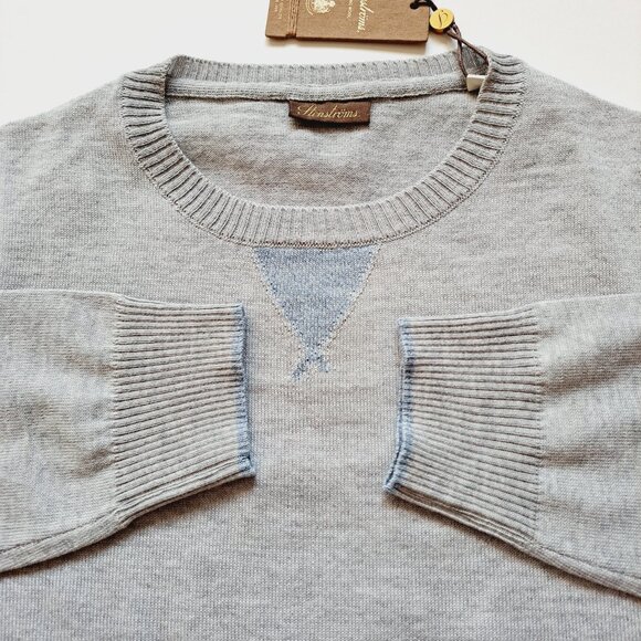 NEW Stenstroms Grey 100% Merino Wool College Crew Sweater Size S - Picture 12 of 16